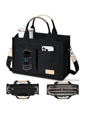 Canvas Tote Bag Crossbody Work Purse Pockets Top Handle Handbag Satchel Travel